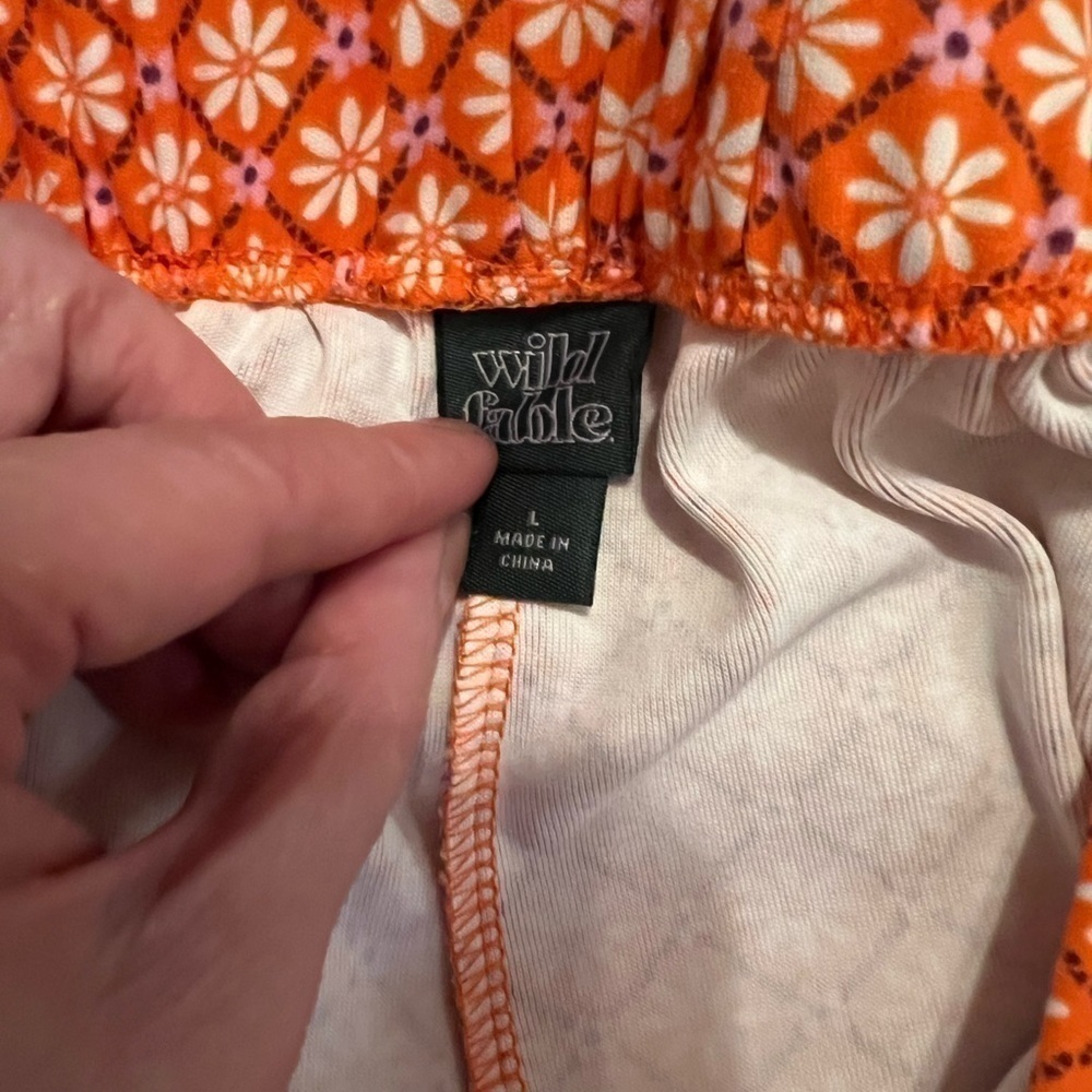 Wild Fable Orange Patterned Flare Pants - Picture 6 of 12